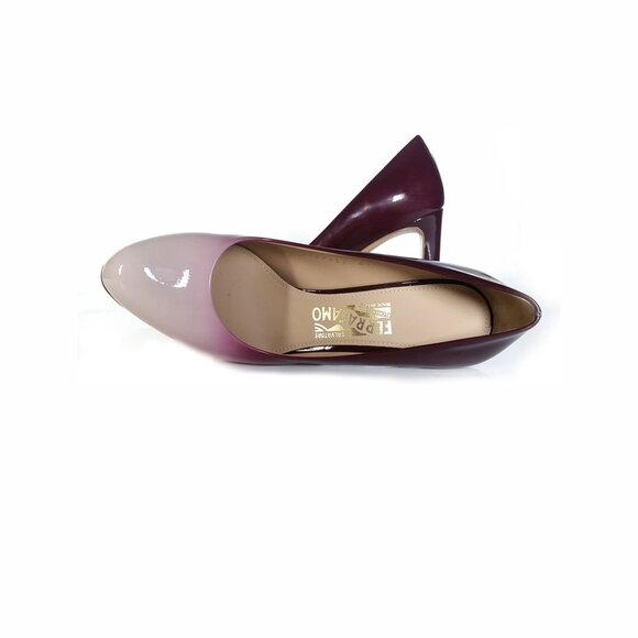 Salvatore Ferragamo Size 7 'LEO' Pumps Sz 7 Ombre Gradient Patent Leather - Picture 5 of 9